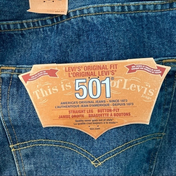 LEVI’S 501 Sz 40 x 32 Jeans Button Fly Straight  Leg NWT - Picture 5 of 9